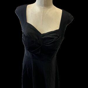 Retro Black DressV V-Neck Midi Dress